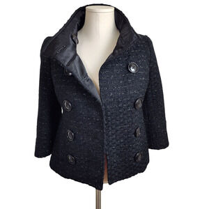 Guess Jacket Womens XS Wool Blend Double Breasted Peacoat 1/4 Sleeve Coat